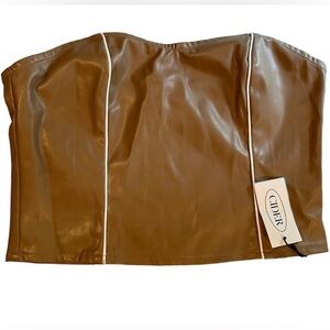 NWT Cider faux leather zip up cropped tube top size large